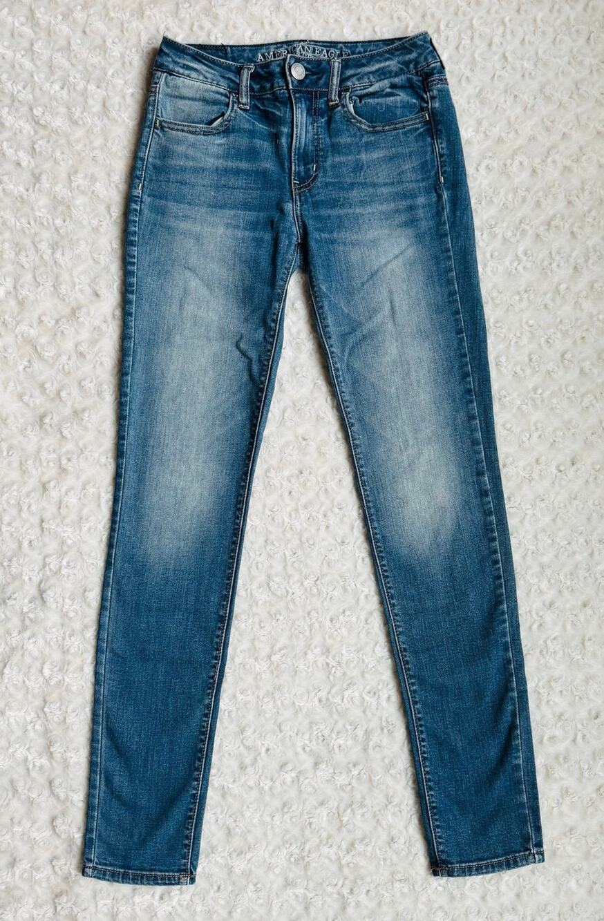 American Eagle Outfitters Hi Rise Jegging Super Stretch Denim Jeans Pants VTG 0